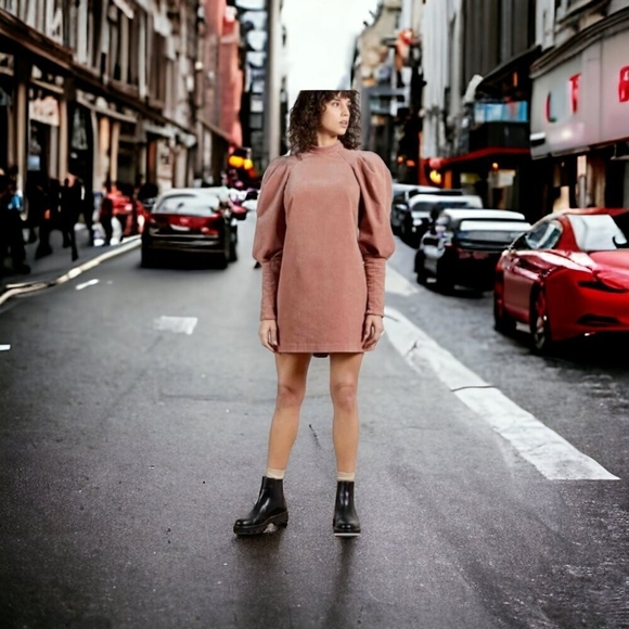 Ted Baker Tipto Exaggerated Long Sleeves Corduroy Mini Dress Size 1 US 4 - Picture 1 of 16